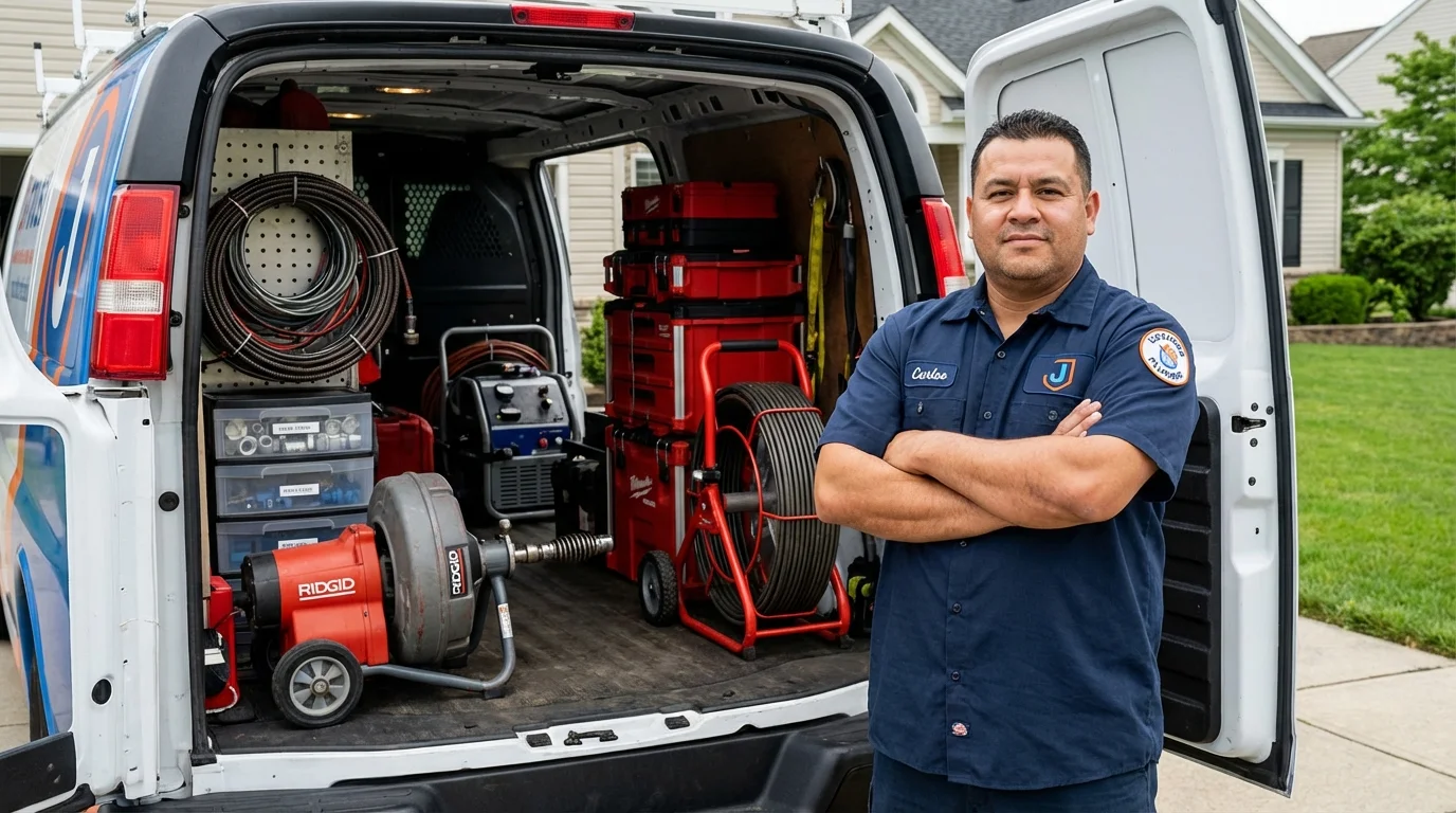 Professional drain cleaning equipment and Johns Plumbing LLC plumber in North Highlands