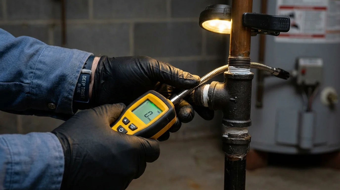 Gas leak detection with electronic sniffer by Johns Plumbing LLC in North Highlands